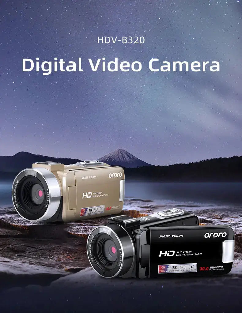 Caméscope ORDRO B320 – Full HD 1080P | Vision Nocturne IR | Zoom 18x TechVisio