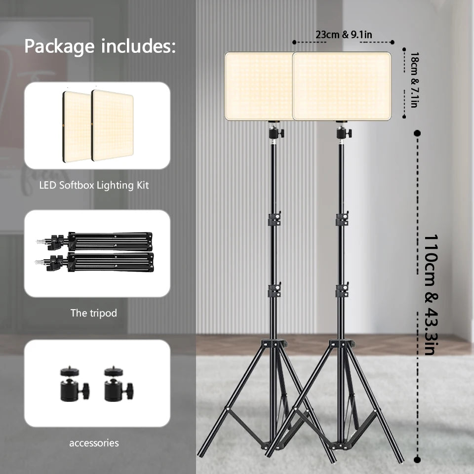 TechVisio LED Videopanel – Bi-Color 3300-5600K | Stativ | 1 oder 2 Panels