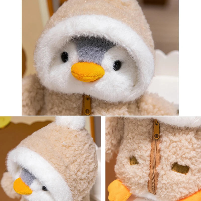25cm Cute Penguin Plush Toy Baby Comforting Sleep Doll Fluffy Penguin Wearing Clothes Hats Stuffed Animal Pillow Birthday Gifts TechVisio