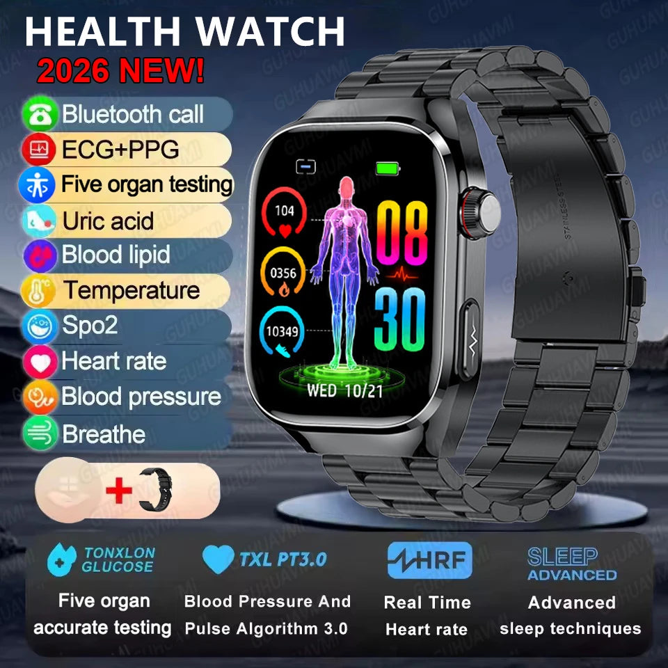 Smartwatch Gesundheit KI – EKG, SpO2, AMOLED, IP68