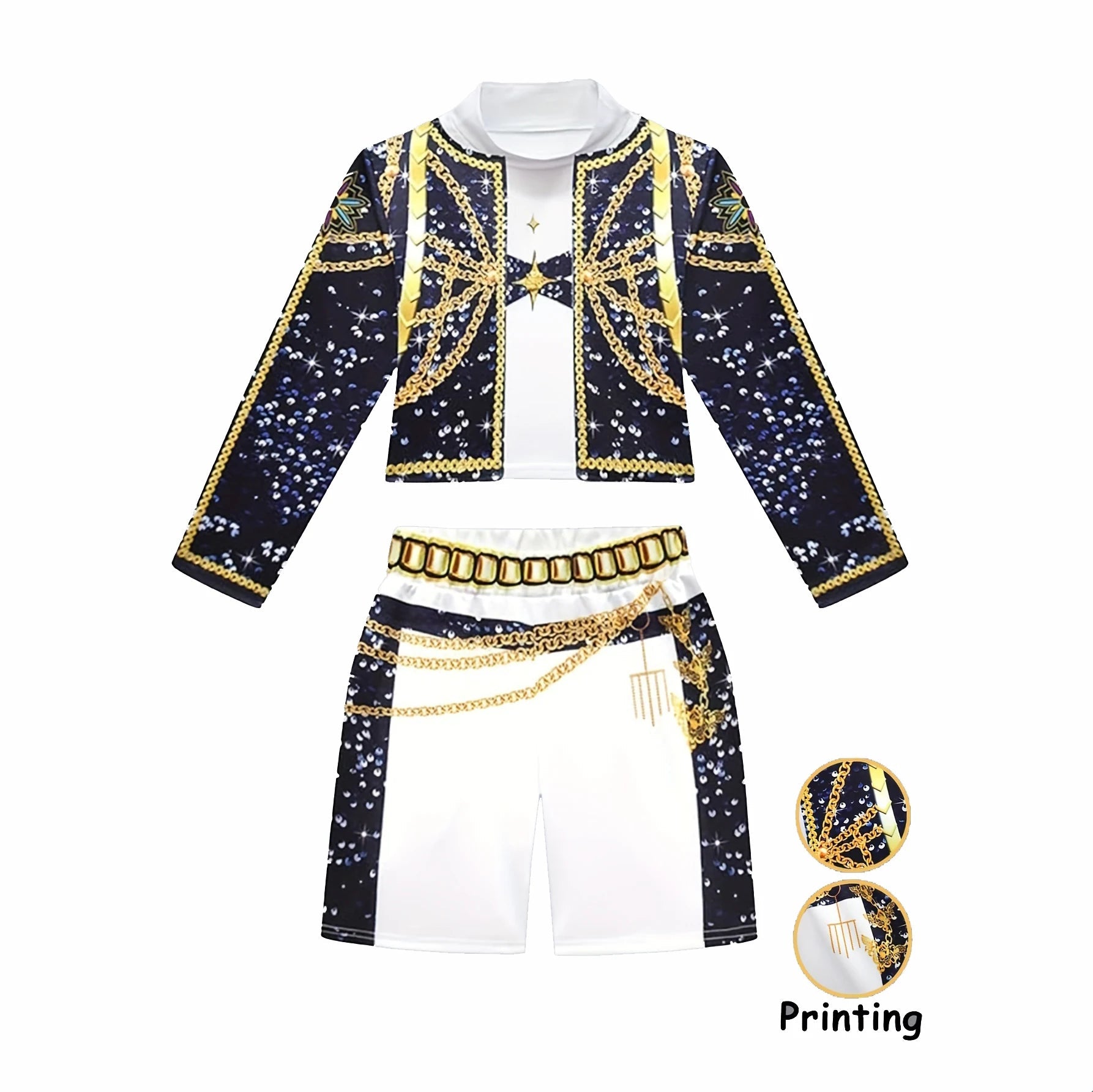 2026 Kids Girl Kpop Stage Performance Costume Hip Hop Outfit Cropped Jacket+Shorts 2PCS/Sets Streetwear Idol Concert Dance Party TechVisio