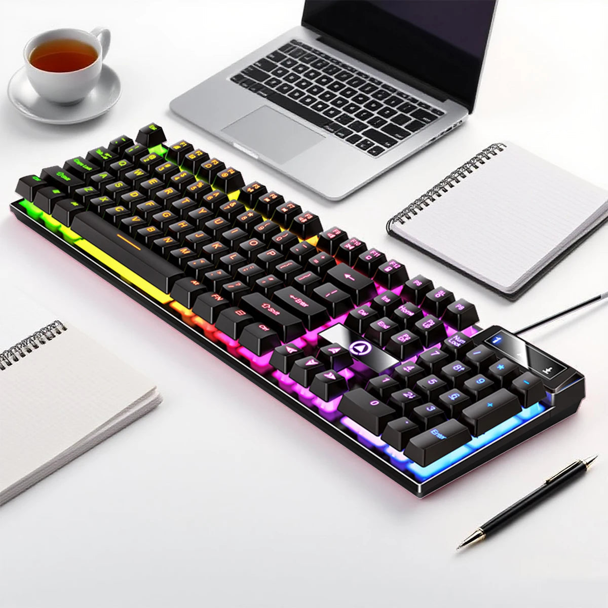 YINDIAO K500 Wired  Keyboard Gaming  Laptop Desktops PC Computer Office Accessories Low Profile Gamer Keyboards With Numpad TechVisio