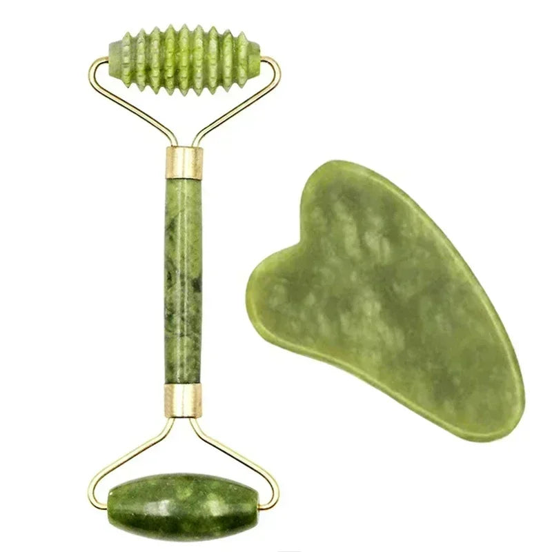 Rouleau de Jade & Gua Sha Pierre Naturelle – Massage Visage & Corps