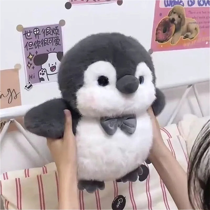Peluche Pingouin Dodu Ultra-Doux – 25cm & 35cm, Blanc & Rouge