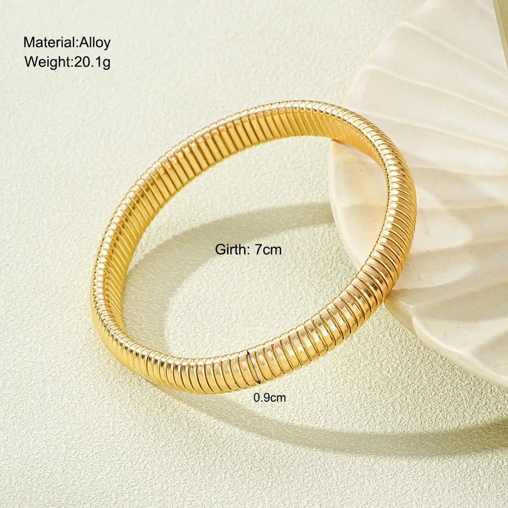 Bracelet Élastique Spiral Chunky – Or & Argent Femme Style Punk DAIPAN