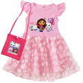 Vestidos Gabbys Dollhouse Costume Kids Cartoon Gabby Chat Dress Baby Girls Summer Short Sleeve Casual Dresses and Bag & Headband TechVisio
