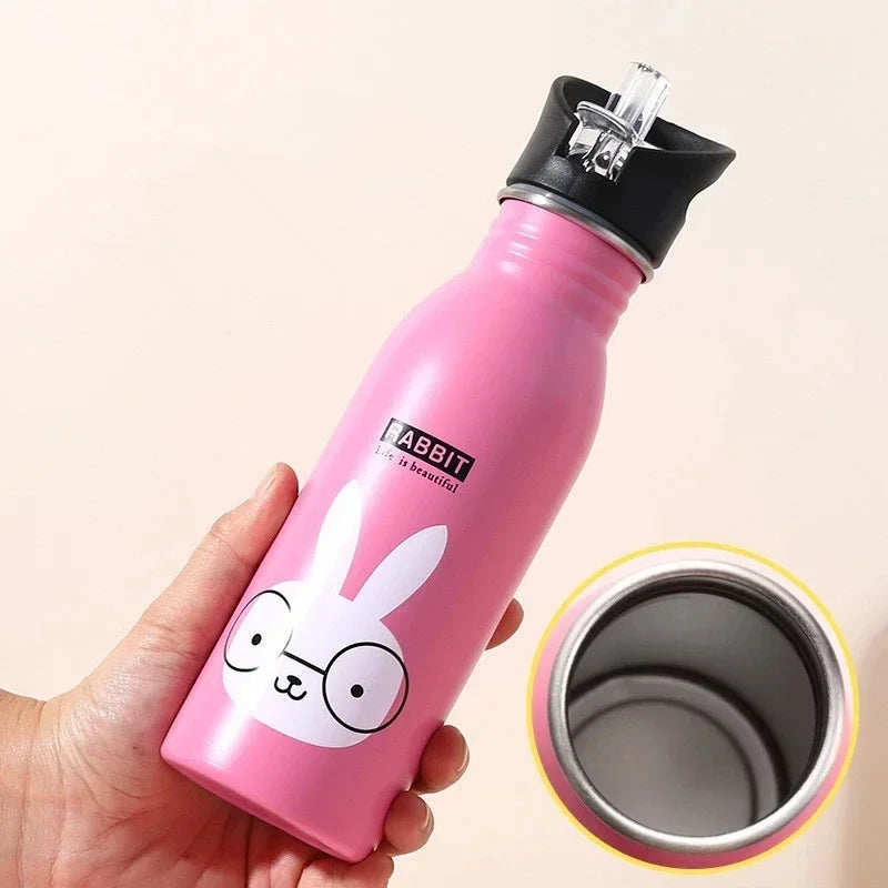 500ML Stainless Steel Water Bottle with Straw Kawaii Water Bottle Children's Sport Bottle Leak Proof Durable Kettle Eco-Friendly TechVisio
