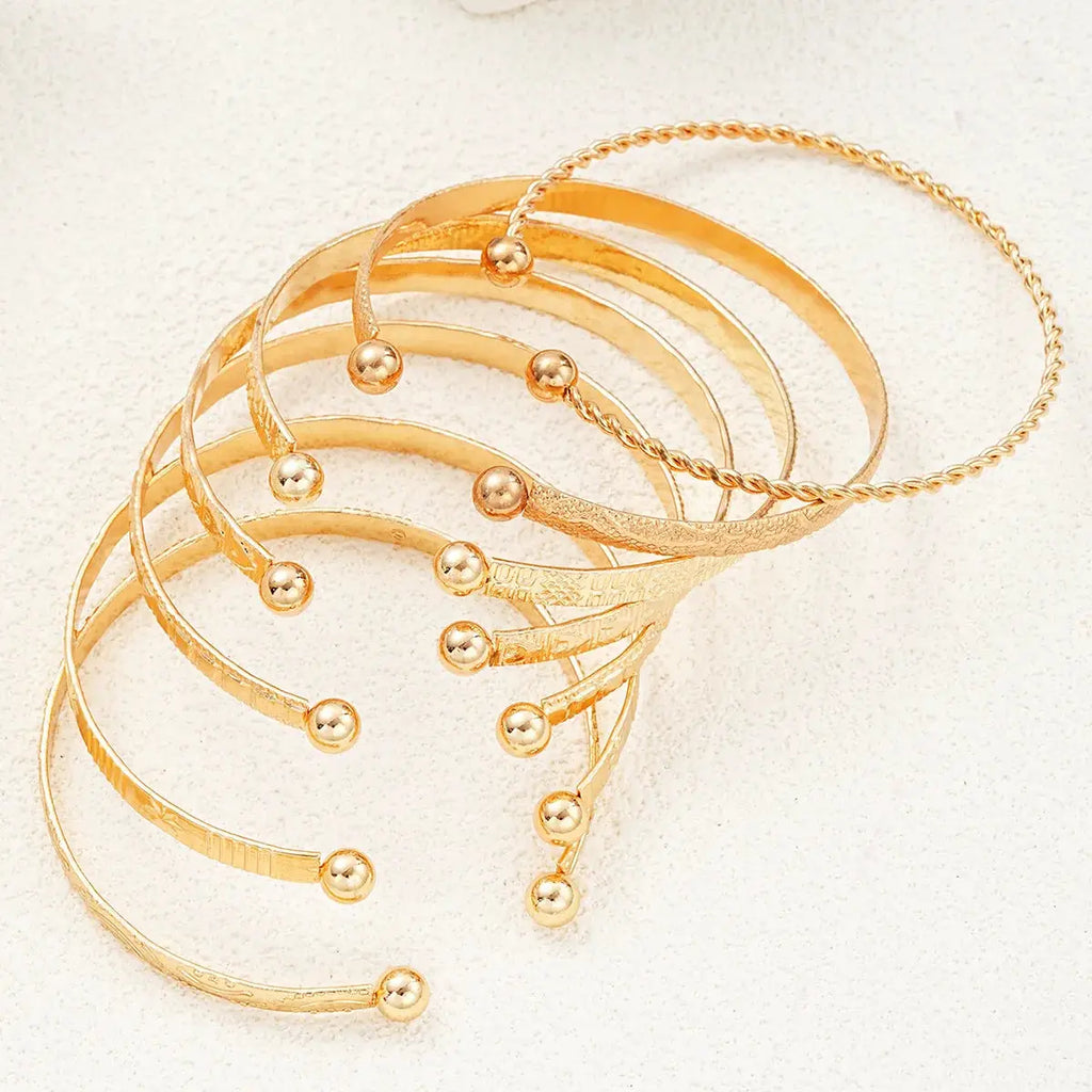 Set 7 Bracelets Bohème Dorés – Manchette Femme Style Tendance DAIPAN