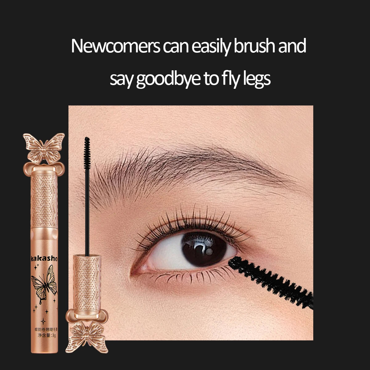 kakashow Silk Fiber Matte Mascara Makeup Ultra-Fine Brush Lengthens Eyelashes Waterproof Fast Dry Black Curling TechVisio