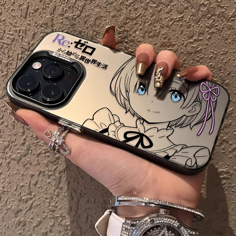 Coque iPhone Anime Rem & Emilia Re:Zero – PC Rigide, Anti-Choc, iPhone 7 à 17 Pro Max