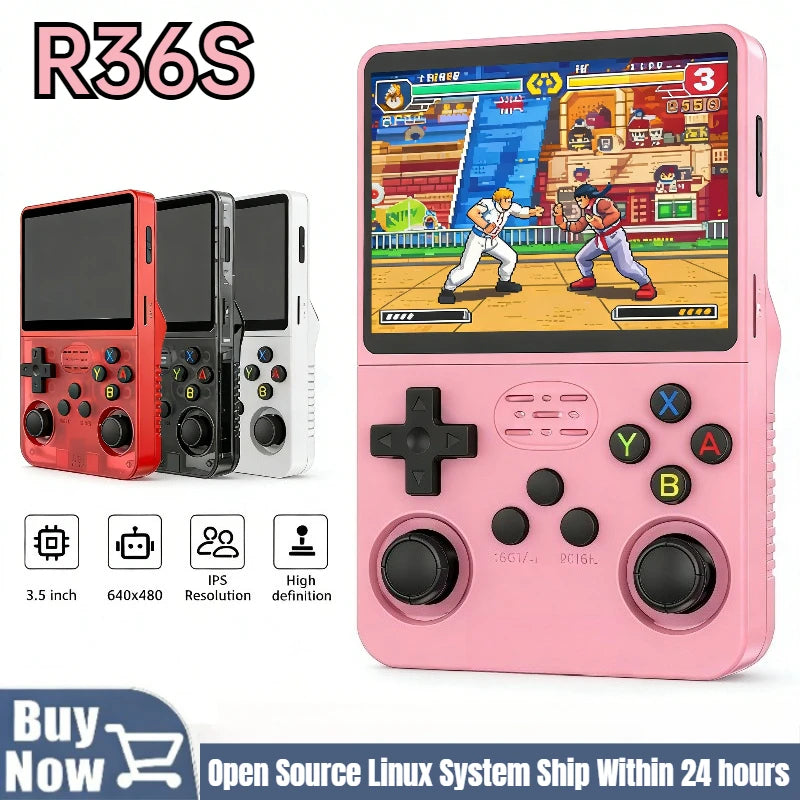 Console Rétro R36S – Écran IPS 3.5", 15000+ Jeux, Linux | 64G à 256G TechVisio