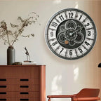 Retro Industrial Roman Wall Clock Gear Rotation Clock Living Room Decorative Wall Clock Stylish Silent Wall Clock Quartz Clock TechVisio