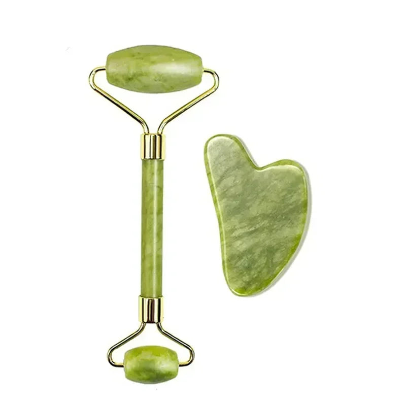 Rouleau de Jade & Gua Sha Pierre Naturelle – Massage Visage & Corps