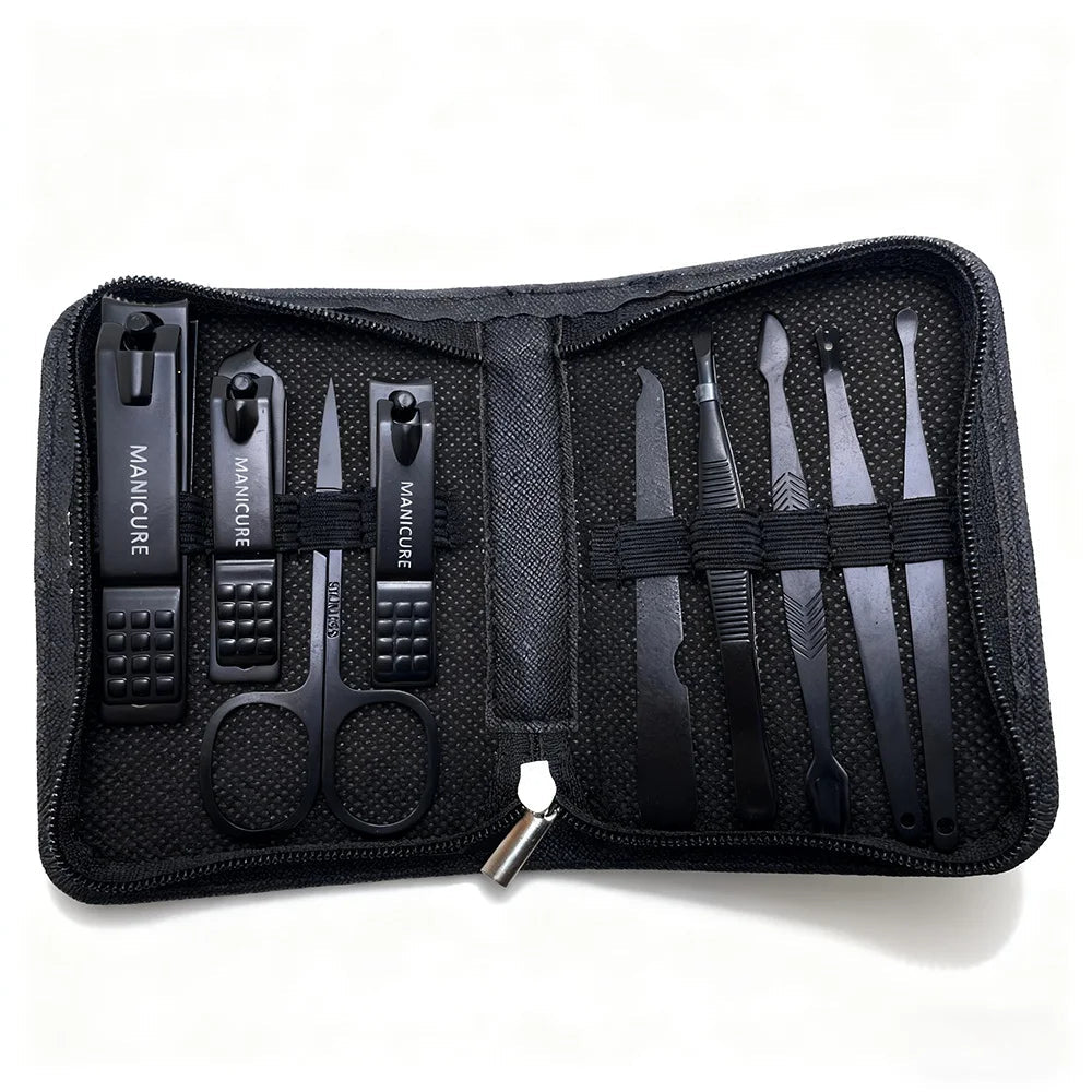 6-9 Pcs Manicure Set With Leather Case Professional Foot And Face Care Tool Kits Stainless Steel Nail Clipper Sets Gift TechVisio