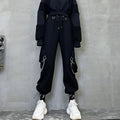 Streetwear Spring Summer Cargo Pants Women Harajuku Slim Punk Ribbons Joggers Elastic Waist Ankle-Length Trousers For Girls TechVisio