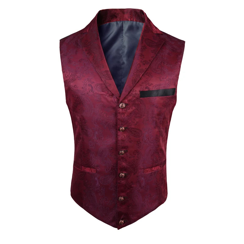 2025 New High-end Suit Collar Jacquard White Vest for Men, Black Sleeveless Waistcoat,navy Blue Billiards Uniform,magician Vests TechVisio