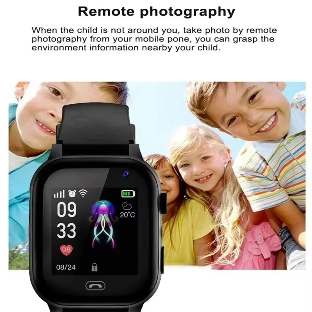 Lenovo 2026 New Kids 5G GPS Smart Watch SOS Video Call Sim Card HD Camera Waterproof Child Watch for Boys Girls Support Earphone TechVisio