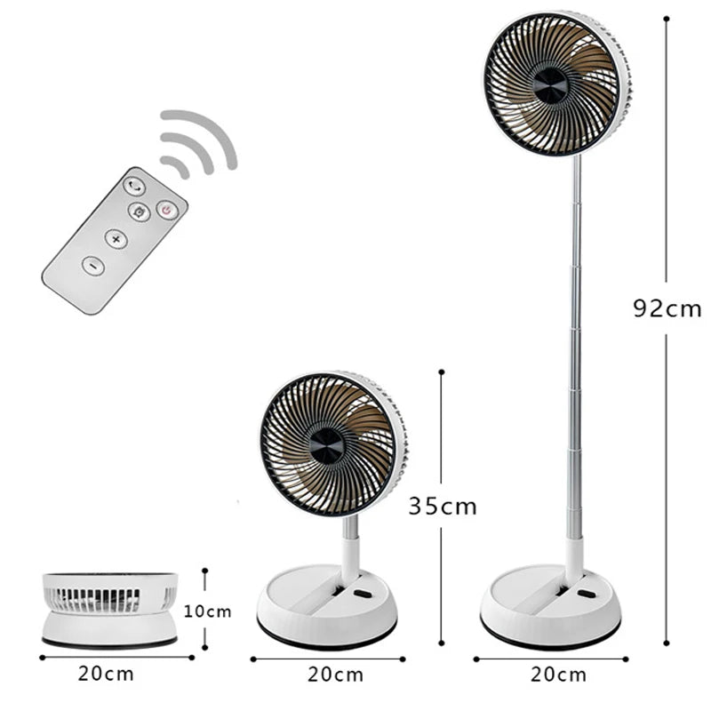 Portable Folding Fan 6000mAh USB Remote Control Air Cooler Silent Rechargeable Wireless Floor Standing Fan For Outdoor Home TechVisio