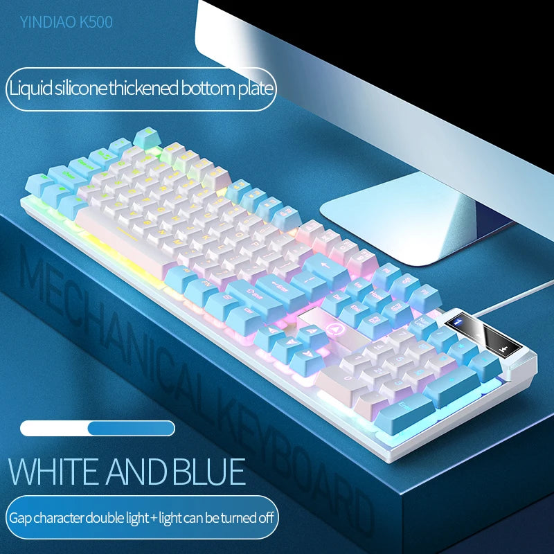 104 Keys Gaming Keyboard Wired Keyboard Color Matching Backlit Mechanical Feel Computer E-sports Peripherals for Desktop Laptop TechVisio