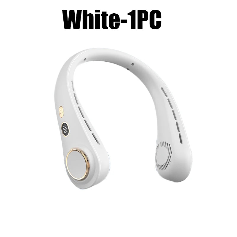USB Hanging Neck Fan Portable Bladeless Mini Rechargeable Mute LED Digital Display Electric Air Cooler Handheld TechVisio