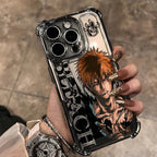 New HotAnime Cool BLEACH Plating Case For iPhone 16 15 14 13 12 11 Pro Max X XR XSMax 7 8 6 Plus Anti-Fall Airabag Back Cover TechVisio
