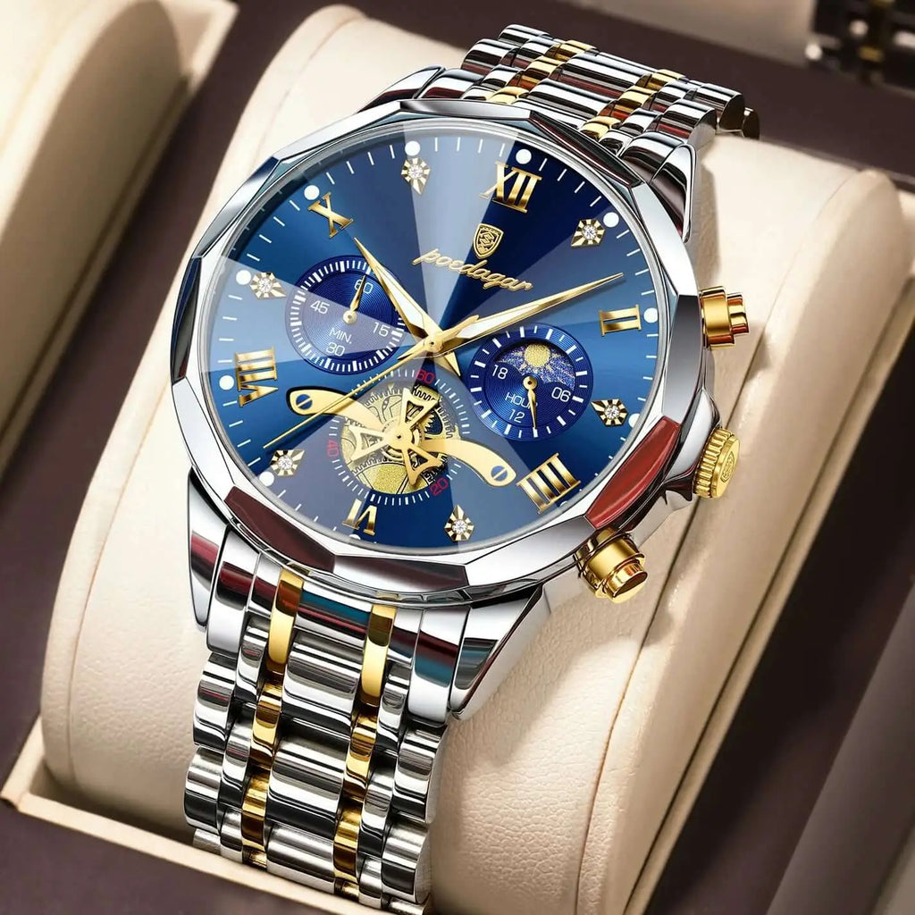 Montre Chronographe Homme – Acier Lumineux Étanche Sport POEDAGAR
