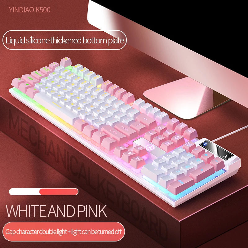 104 Keys Gaming Keyboard Wired Keyboard Color Matching Backlit Mechanical Feel Computer E-sports Peripherals for Desktop Laptop TechVisio