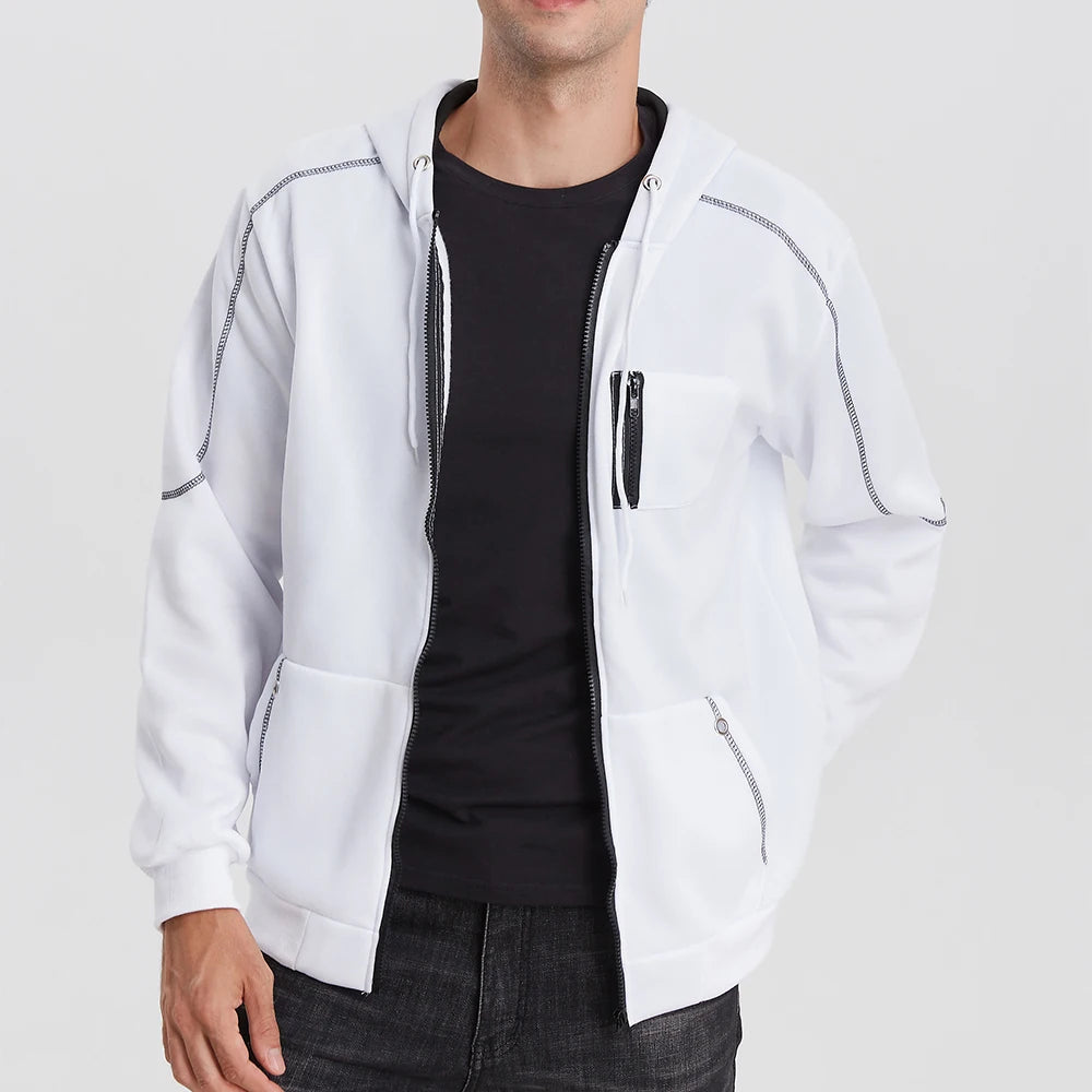 Men's Full Zip Hoodie Jacket Hooded Plain Pocket Sports Outdoor Daily Sports Hot Stamping Designer Basic Casual Sweatshirts TechVisio