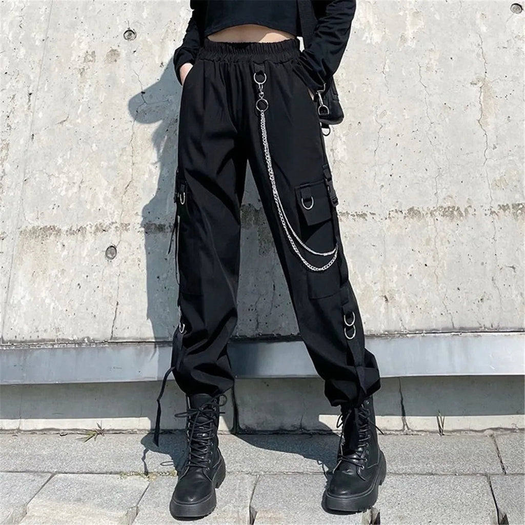 2025 Hip Hop Cargo Pants Men Women Baggy Tactical Trouser With Nwcklace Fashion Stududet Summer Outwork Joggers Trouser Female TechVisio