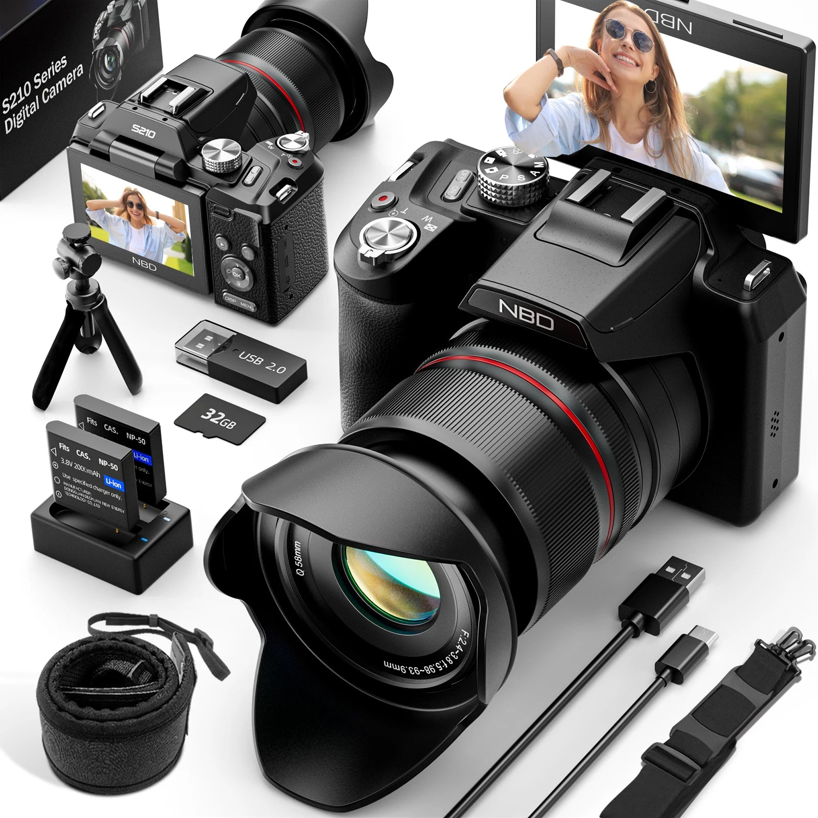NBD S210 Full Kit Camera – 64MP | 5K | 16x Zoom | Wi-Fi