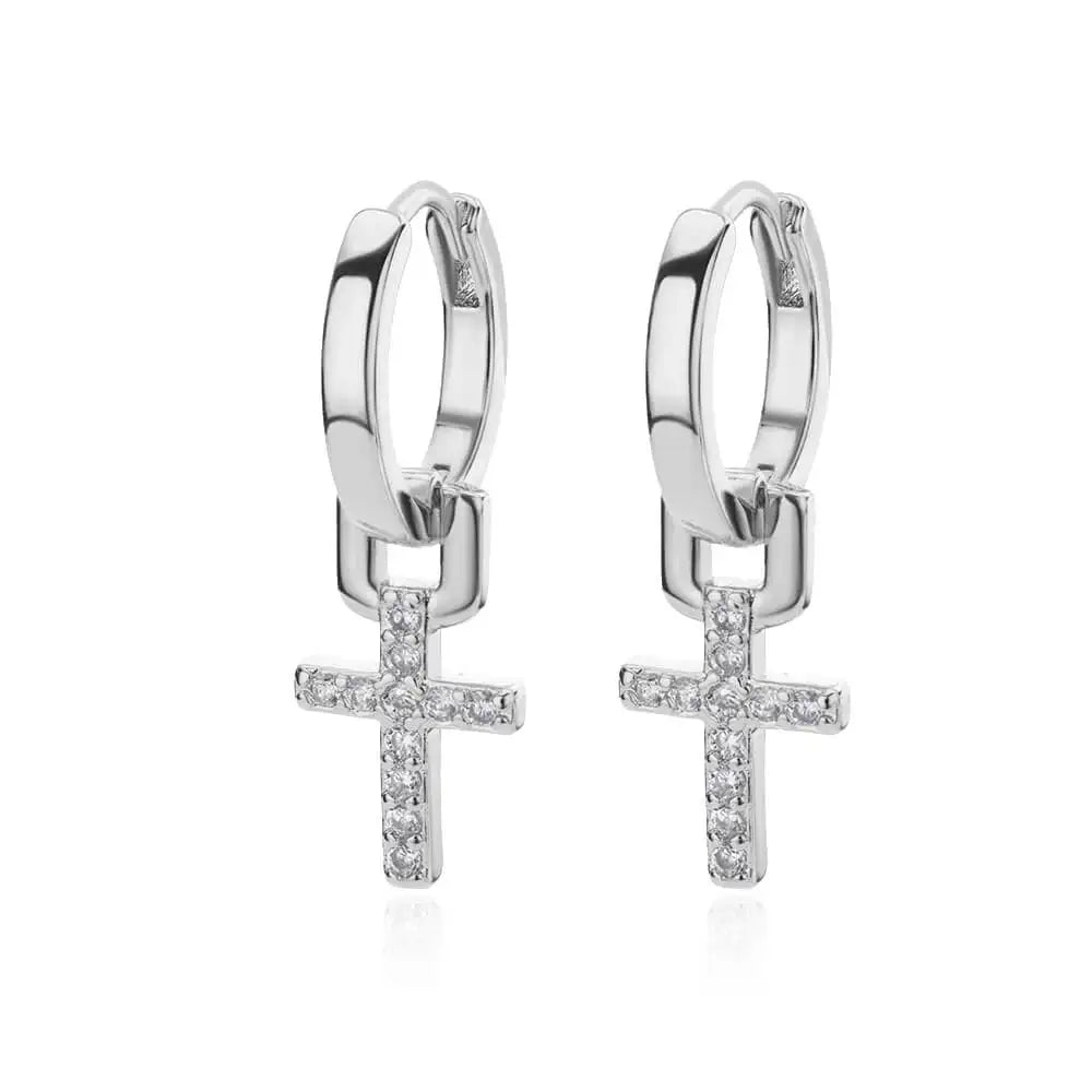 Zircon Cross Drop Earring for Women 2023 Gold Color Stainless Steel Earrings Luxury Ear Buckle Jewelry Wedding Gifts pendientes TechVisio