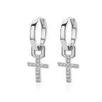 Zircon Cross Drop Earring for Women 2023 Gold Color Stainless Steel Earrings Luxury Ear Buckle Jewelry Wedding Gifts pendientes TechVisio