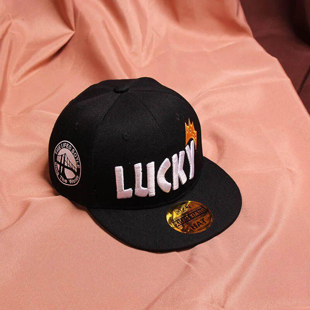 Children's Peaked Caps Lucky Baby Boys Sun Hat Embroidery Cotton Girls Baseball Cap Kids Children Hip Hop Hat 3-10 Years TechVisio