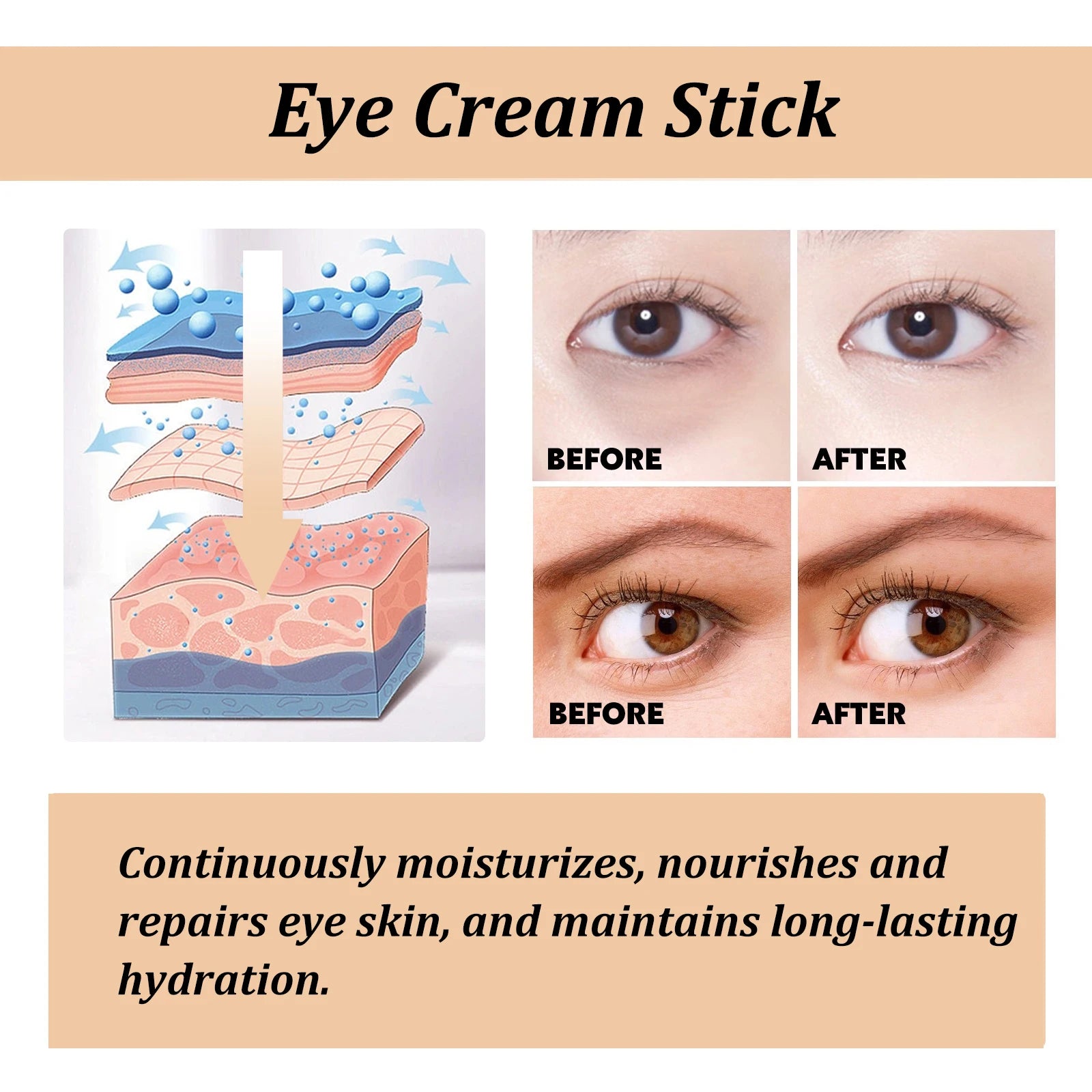 Snail Eye Cream Stick Collagen Fade Fine Lines Wrinkle Lightening Dark Circles Firming Eye Bags Puffiness Moisturizing Eye Cream TechVisio