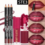 4pcs Lip Kit Set-3pcs Lip Liner+1pc Lip Glaze, Waterproof&Long-Lasting Matte Effect,Versatile for Casual & Formal Occasions, TechVisio