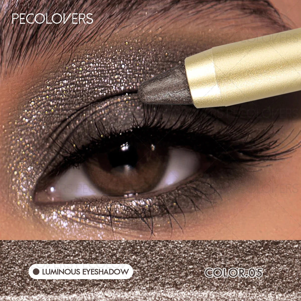 1 Pc Shimmer Eyeshadow Stick, Dual-ended Eyeshadow Pen, with Brush, Eye-catching Eye Makeup High Color Rendering, Concert Makeup TechVisio