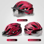 X-TIGER Adult Bike Helmet with LED Rear Light Dual Mode Goggle Cycling Helmet Fit 58-62cm Lightweight Breathable Bicycle Helmets TechVisio