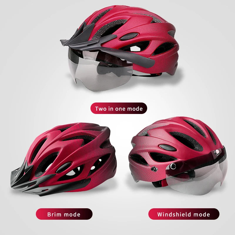 X-TIGER Adult Bike Helmet with LED Rear Light Dual Mode Goggle Cycling Helmet Fit 58-62cm Lightweight Breathable Bicycle Helmets TechVisio