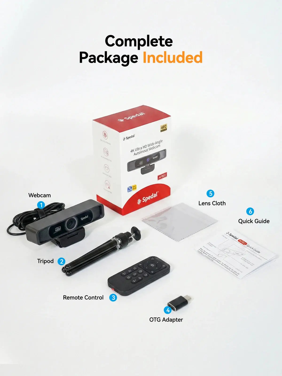 Webcam 4K Spedal 931 – 120° Grand Angle, Micro Intégré, Télécommande, PC/Mac/Linux TechVisio