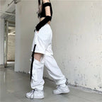 Streetwear Spring Summer Cargo Pants Women Harajuku Slim Punk Ribbons Joggers Elastic Waist Ankle-Length Trousers For Girls TechVisio