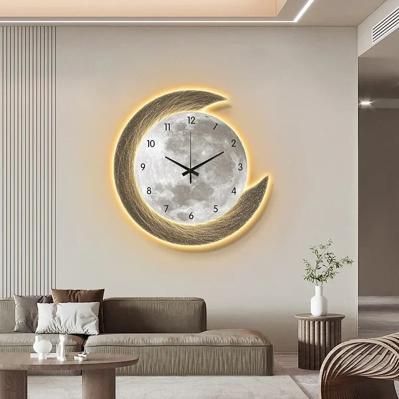 Horloge Murale LED Lune & Terre Acrylique Silencieuse – 40cm ou 50cm TechVisio