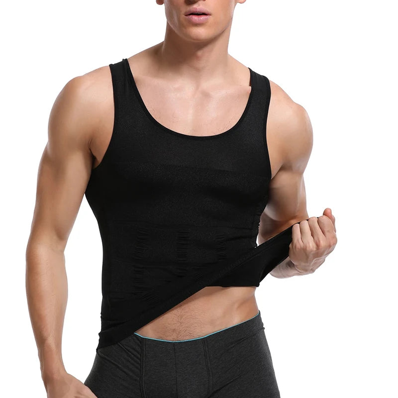 Compression Shirt Slimming Body Shaper Vest Men Gym Workout Sleeveless Gynecomastia Abdomen Waist Trainer Shapewear TechVisio