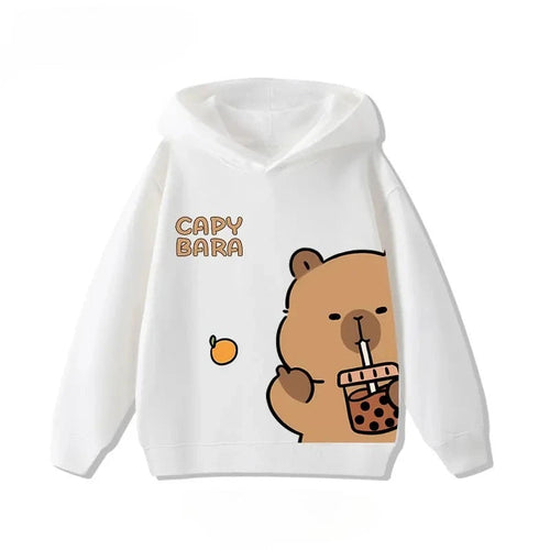 Autumn Winter Cartoon Cute Capybara Print Children's Hooded Hoodies Casual Fashionable Comfortable Boy Girl Sweatshirt Pullover TechVisio