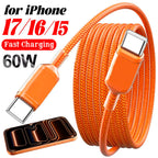 1/2/3m 60W Fast Charging Cable Data Line Type C To Type-C for Iphone 17 Pro Max USBC To C Cable Wire Cord for IPhone 15 16 17 TechVisio