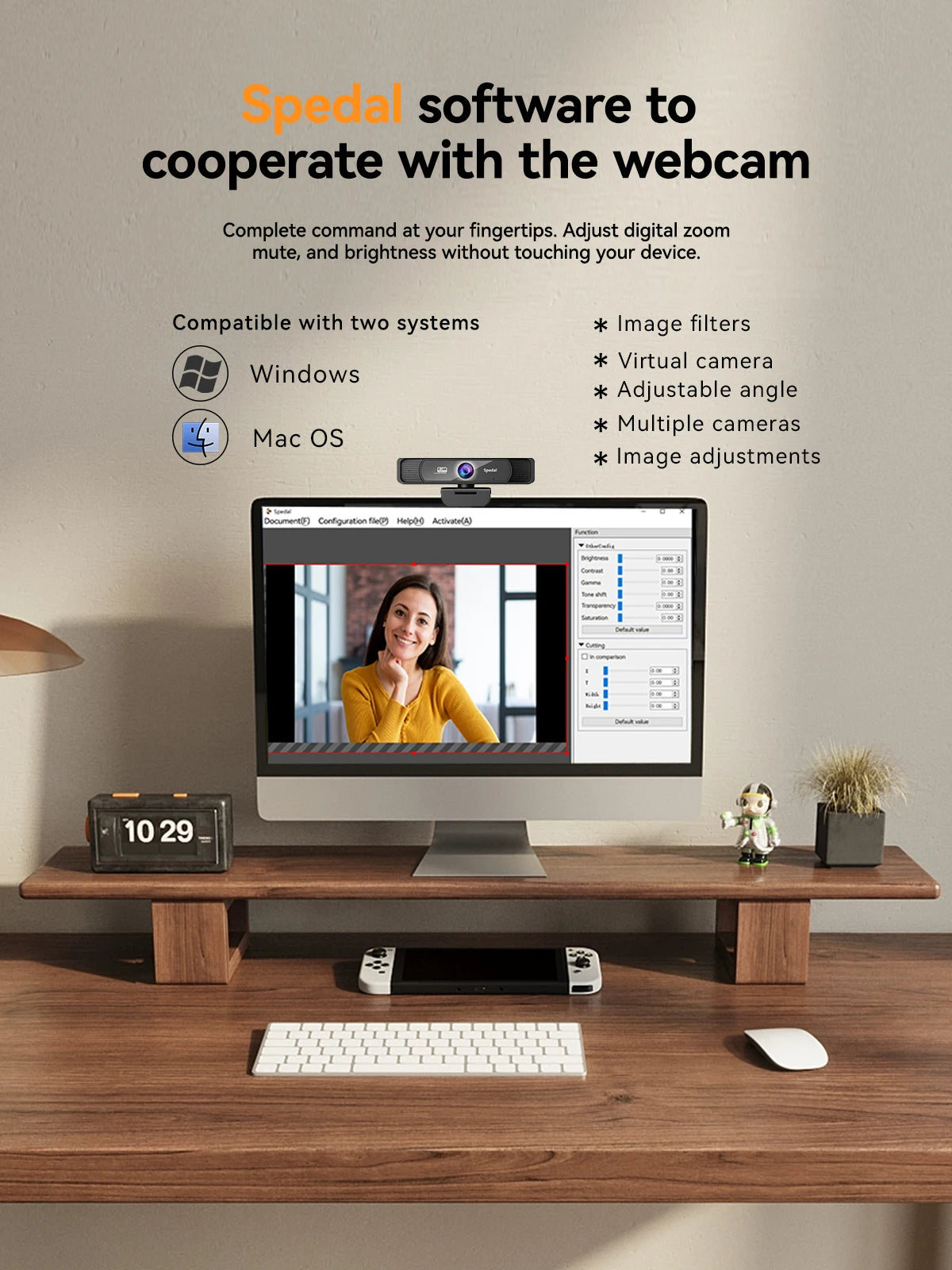 Webcam 4K Spedal 931 – 120° Weitwinkel, integriertes Mikrofon, Fernbedienung, PC/Mac/Linux