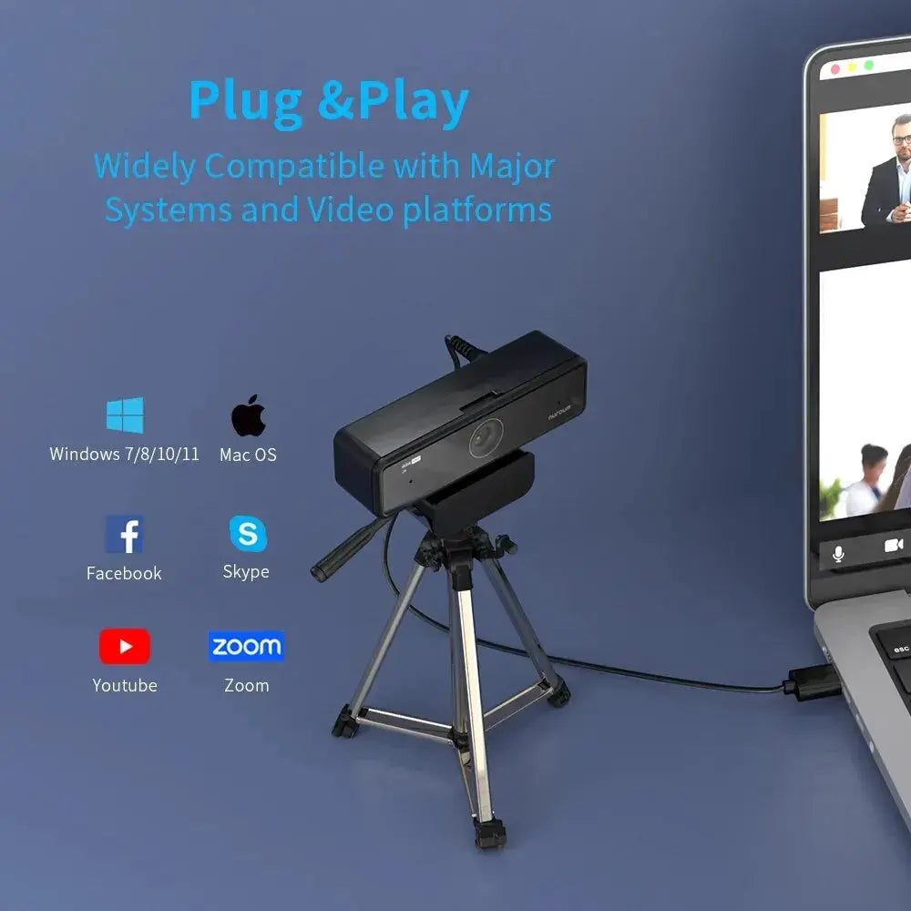 Webcam NUROUM V11 – 1080p 60fps / 2K 1440p, Double Micro, USB, PC & Mac TechVisio