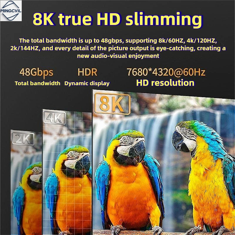MINGCVIL HDMI 2.1 Kabel – 8K 60Hz | 4K 120Hz | 48 Gbit/s | 0,5m bis 5m