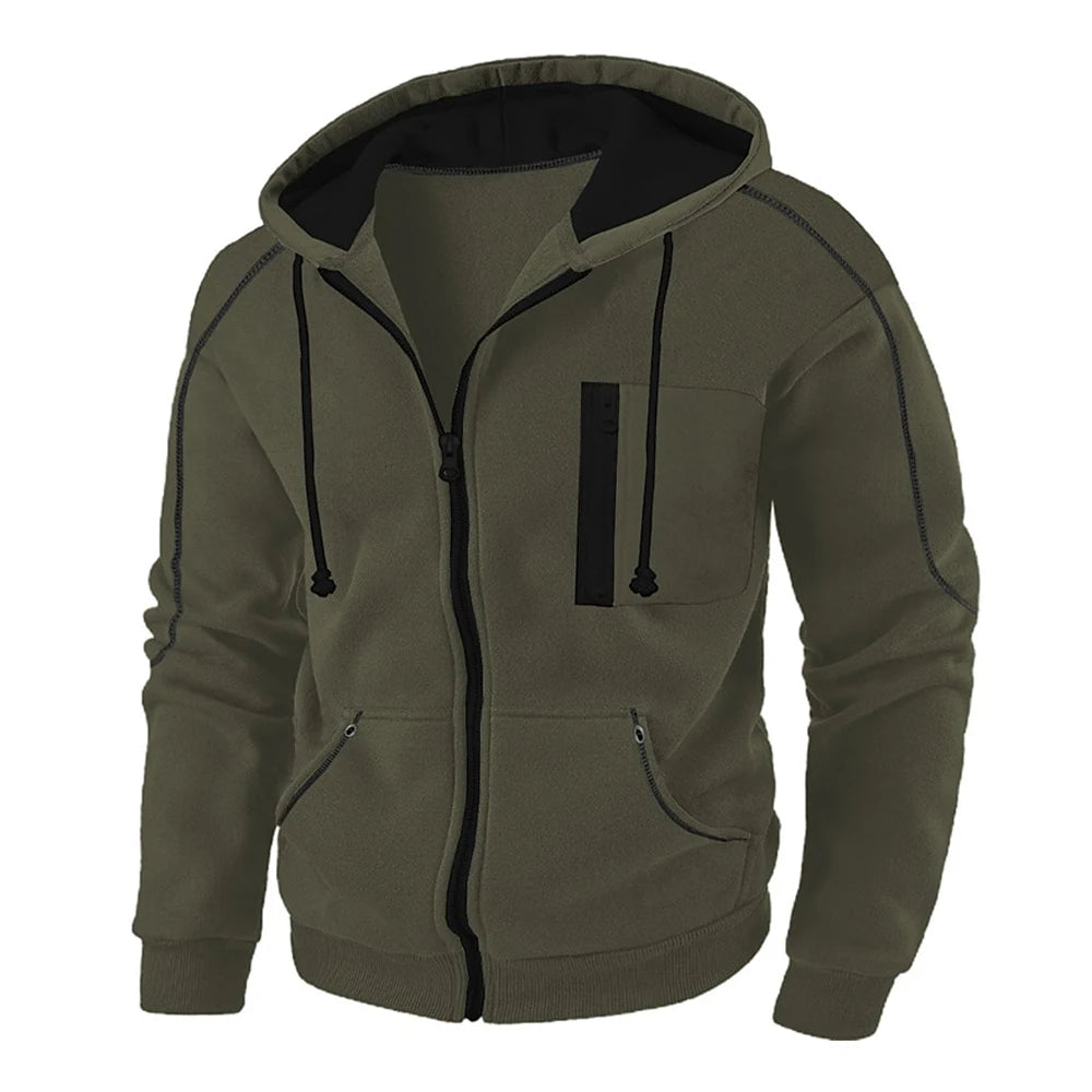 Men's Full Zip Hoodie Jacket Hooded Plain Pocket Sports Outdoor Daily Sports Hot Stamping Designer Basic Casual Sweatshirts TechVisio