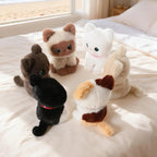Cute Sitting Pose Kitten Plush Toys Soft Fluffy Cartoon Pet Cat Doll Lovely Office Desktop Decor Funny Gift To Family Accompany TechVisio