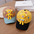 3D Bear Kids Baseball Hat Cartoon Doll Children Peaked Cap 1-5year Baby Duck Tongue Hat Cute Boys Girls Outdoor Sunscreen Visors TechVisio